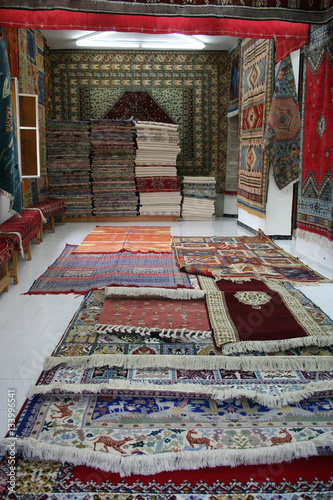 Tienda de alfombras en Tanger, Marruecos.