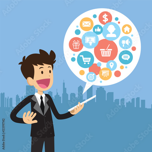 bussinessman using tablet computer
