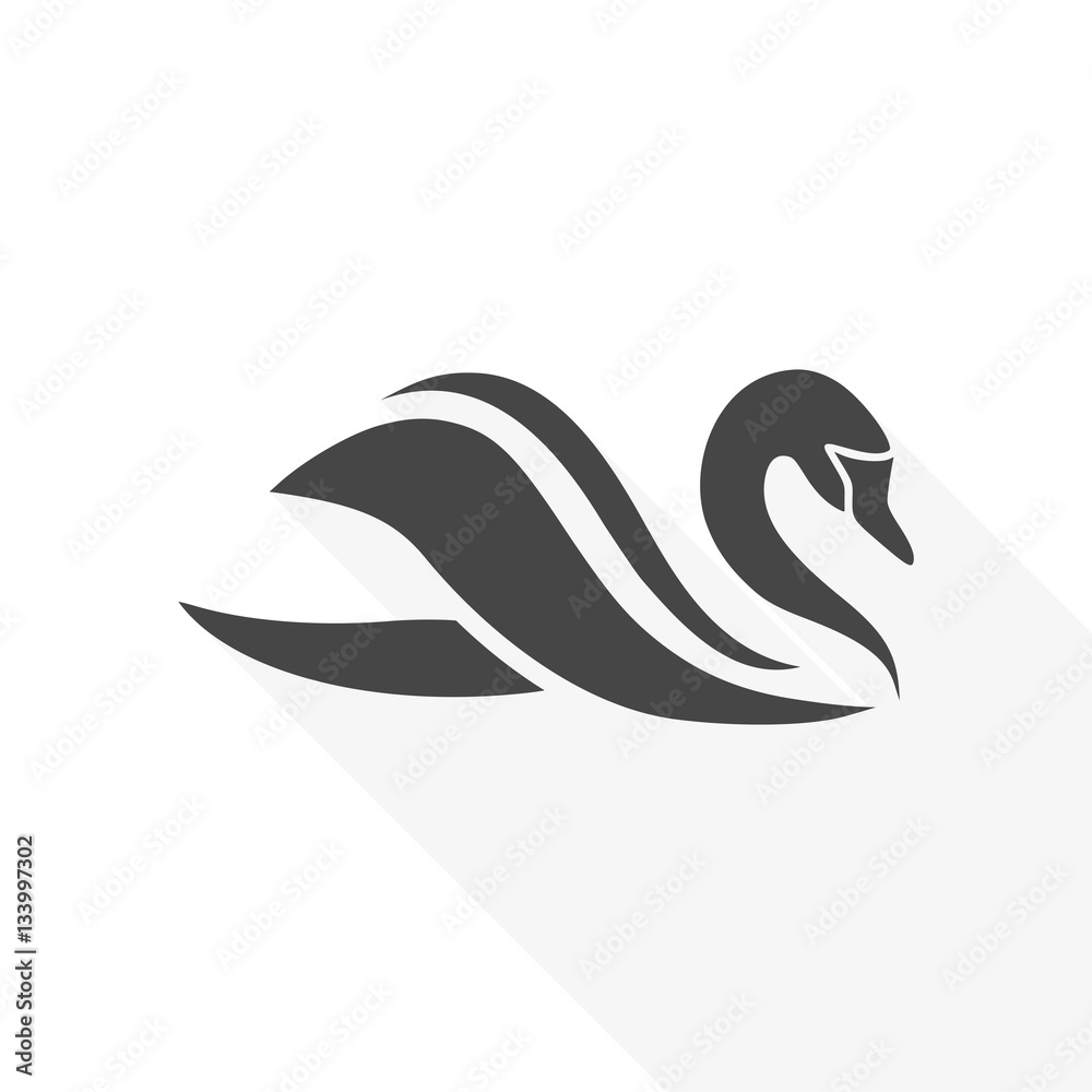 Fototapeta premium Swan Icon - vector Illustration with long shadow