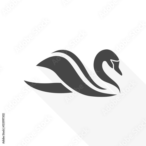 Swan Icon - vector Illustration with long shadow