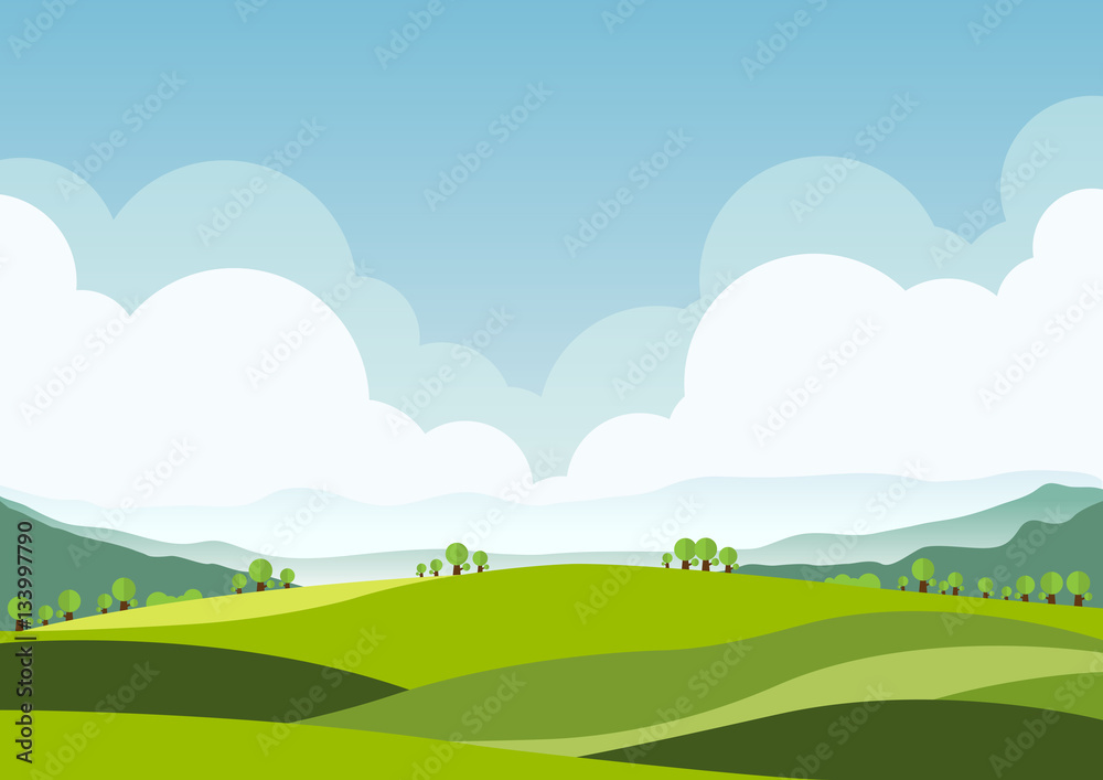 nature landscape background, cuted flat design