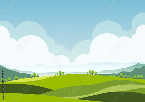 nature landscape background, cuted flat design
