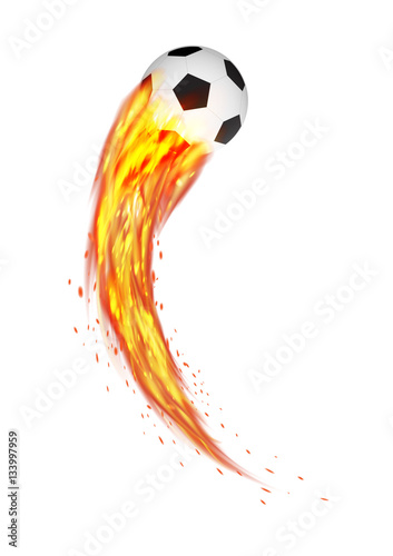soccer football with a curve burning fire vector
