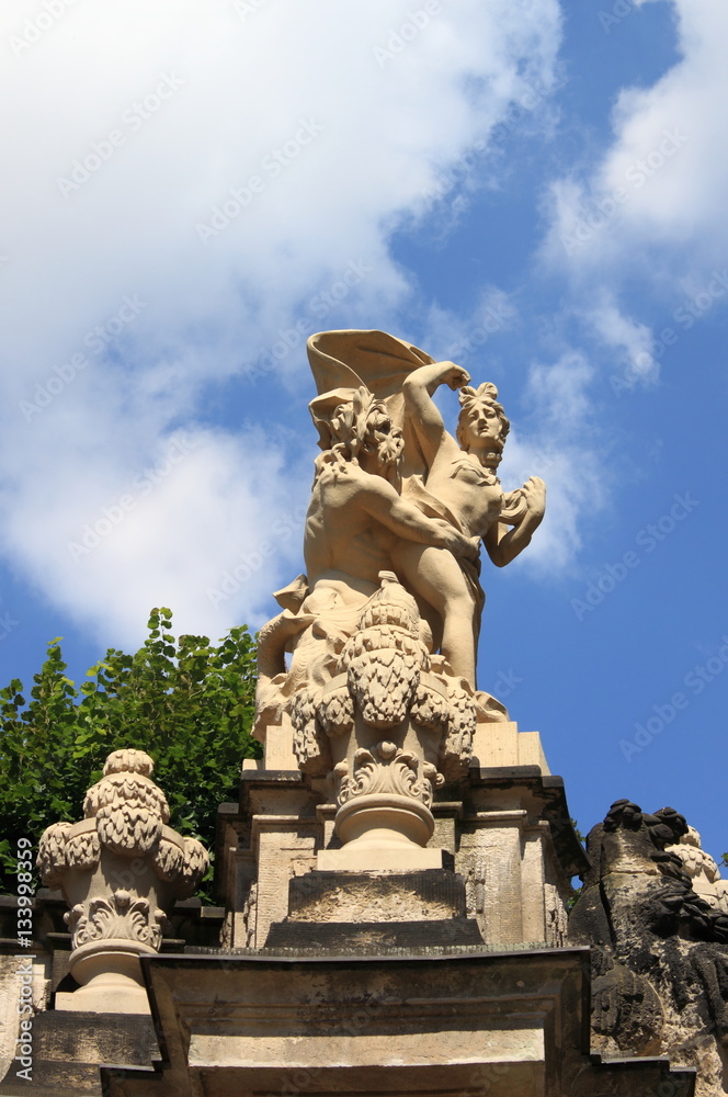 Satyr and Nymph statue in Zwinger. Dresden, Germany
