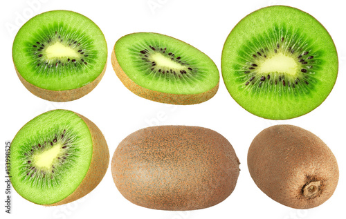 Collection of kiwi fruit isolated on white
