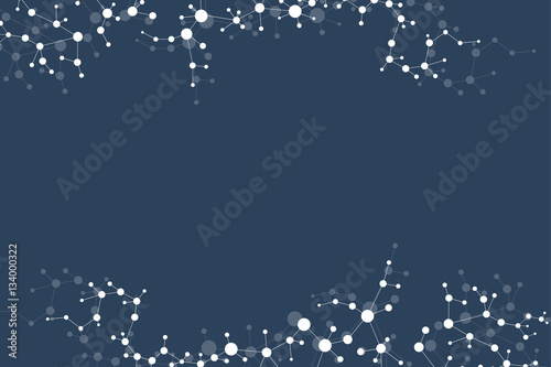 Structure molecule and communication. Dna, atom, neurons. Scientific concept for your design. Connected lines with dots. Medical, technology, chemistry, science background. Vector illustration.