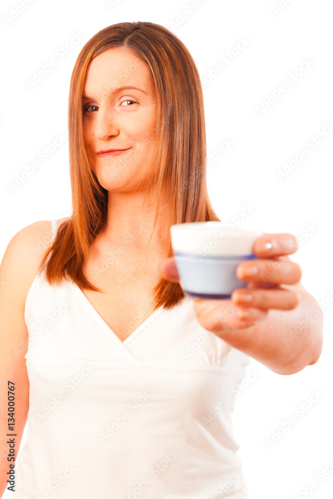 Anti-ageing Concept: Woman In Her Forties With Skin Cream Anti-ageing Concept: Woman In Her Forties With Skin Cream