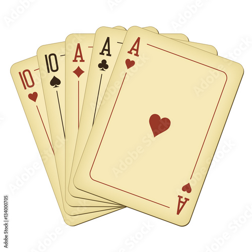 Full house - vintage playing cards vector illustration