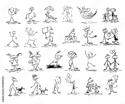 hand drawing sketch doodle human stick figure