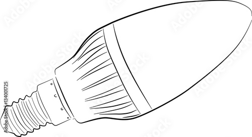 led electric lamp sketch isolated on white