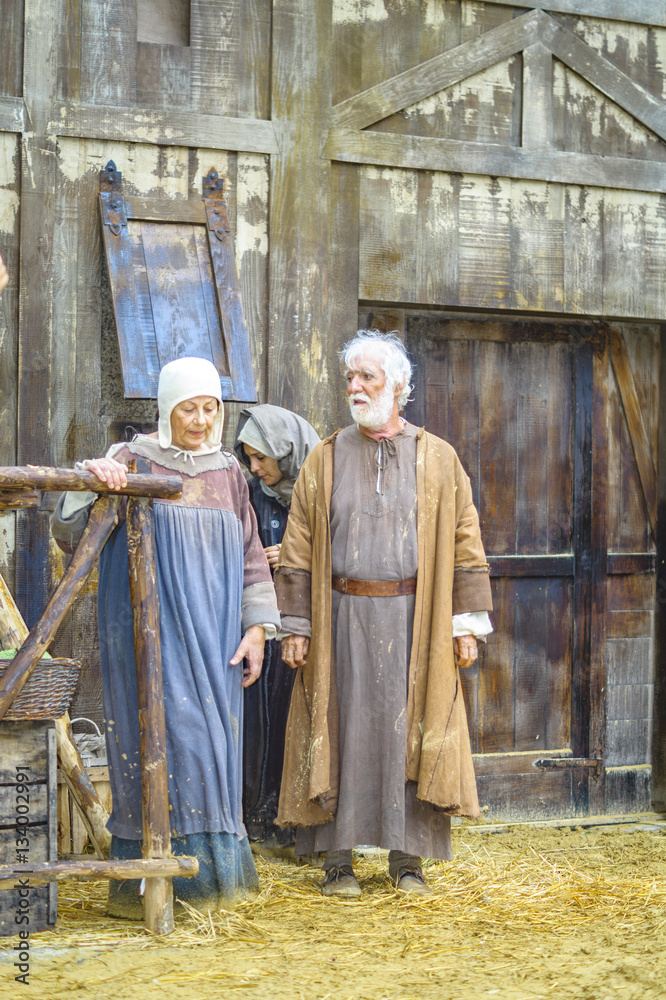 Naklejka premium photos from rehearsals for the historical film shot in Montepulciano 