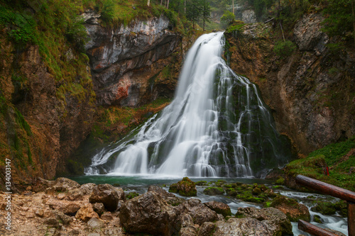 Beautiful Golling waterfall and near Golling and Salzach medieva