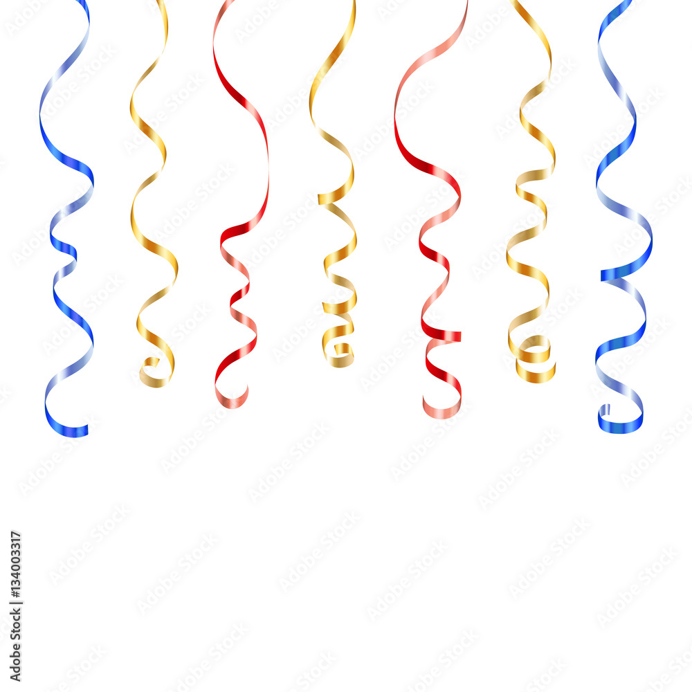 Party decorations blue and golden streamers Vector Image