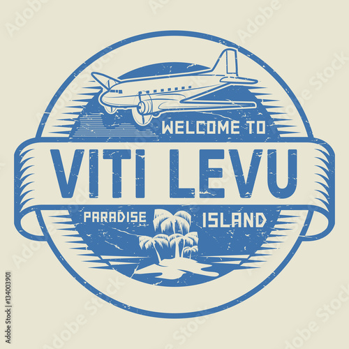 Stamp with the text Welcome to Viti Levu, Paradise island photo