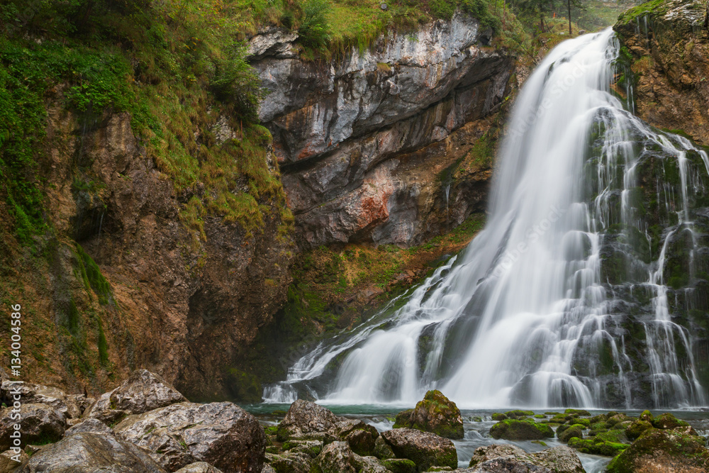 Beautiful Golling waterfall and near Golling and Salzach medieva