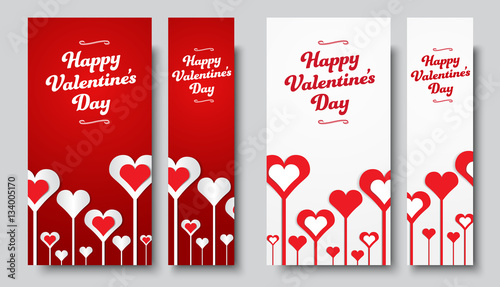 set of vertical web banners Happy Valentine's Day.