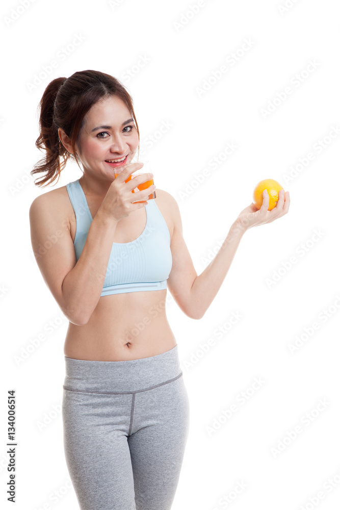 Beautiful Asian healthy girl with orange juice and orange fruit. Beautiful Asian healthy girl with orange juice and orange fruit.