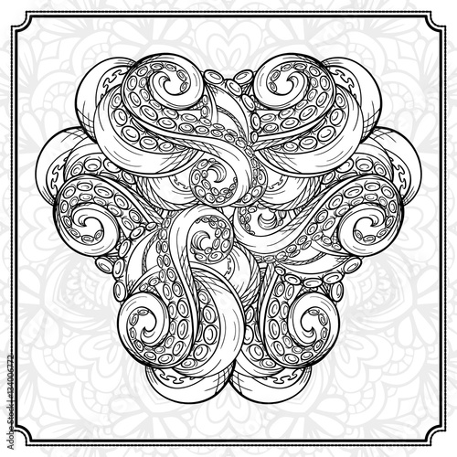 Vector round octopus tentacles pattern