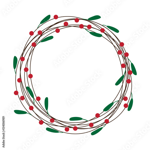 vector spring wreath with red berries