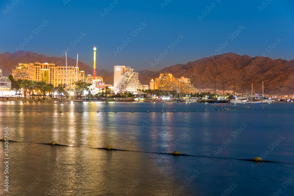 Obraz premium Hotels in Eilat, Israel Red Sea resort city