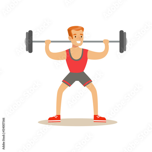 Man Weight Lifting , Member Of The Fitness Club Working Out And Exercising In Trendy Sportswear