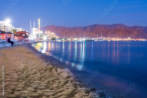 Принти на полотні Sunset over Eilat, Israel and Aqaba, Jordan