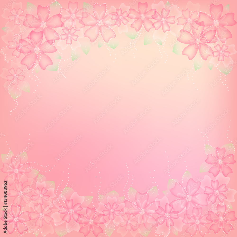 Floral abstract background with place for text. Pink and peach colors. Vector illustration.