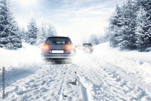winter car and snow road 