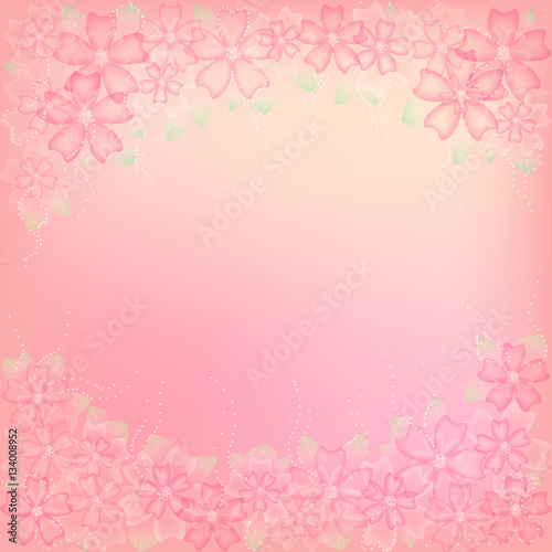 Floral abstract background with place for text. Pink and peach colors. Vector illustration.