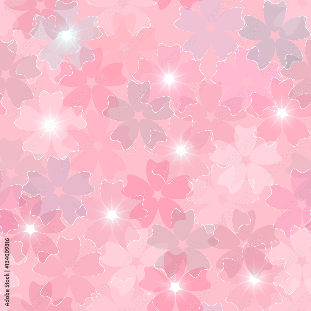 Seamless pattern. Floral abstract background. Pink and peach colors. Vector illustration.