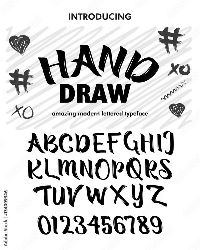 Fototapeta premium Typeface. Label. Hand Draw Style typeface, labels and different type designs