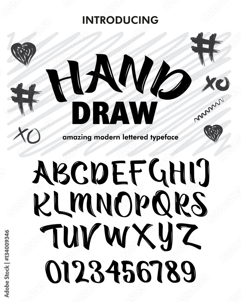 Typeface. Label. Hand Draw Style typeface, labels and different type designs 