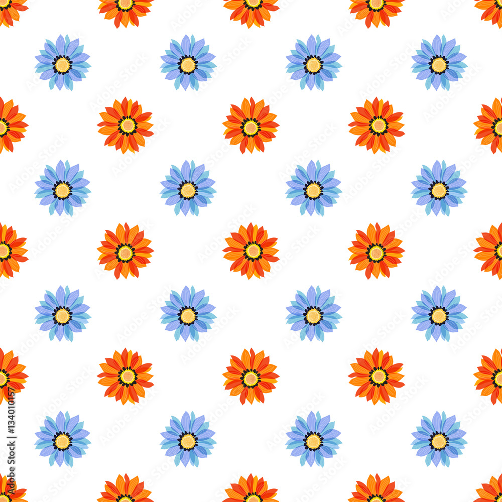 seamless pattern - flowers on the white background