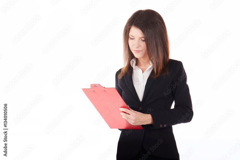 young happy smiling businesswoman, isolated on white background young happy smiling businesswoman, isolated on white background