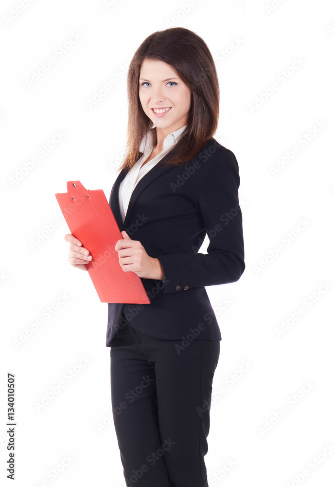 young happy smiling businesswoman, isolated on white background young happy smiling businesswoman, isolated on white background