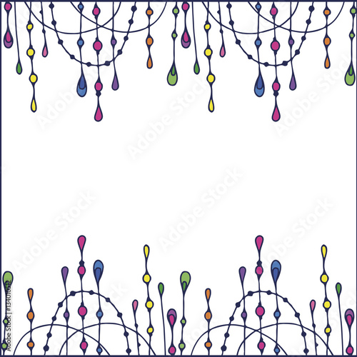 Frame for your text with Beads background. Greeting card, invitation, banner. Vector illustration. Frame of beads.