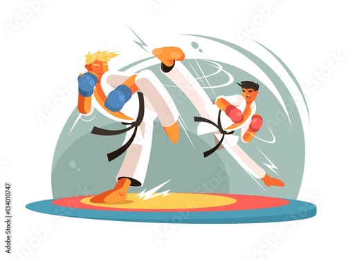 Guys karate sparring for training
