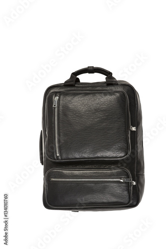 Black leather briefcase.clipping path