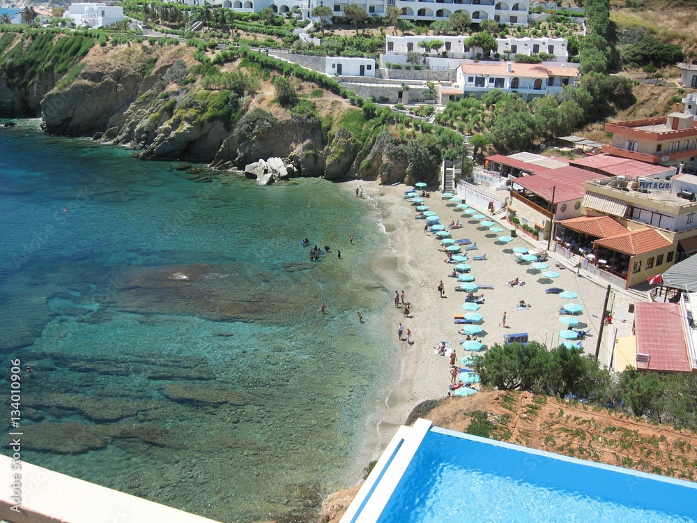 City beach on the island of Crete./City beach on the island of Crete.  Filmed during the tour of the Mediterranean world