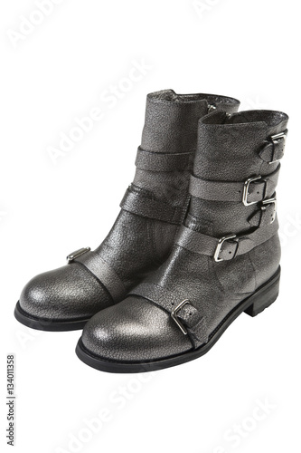 Grey silver boots.clipping path