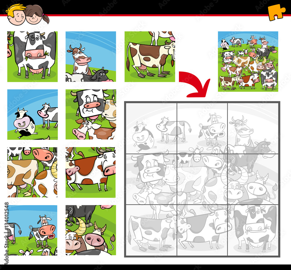 Fototapeta premium jigsaw puzzle cartoon activity