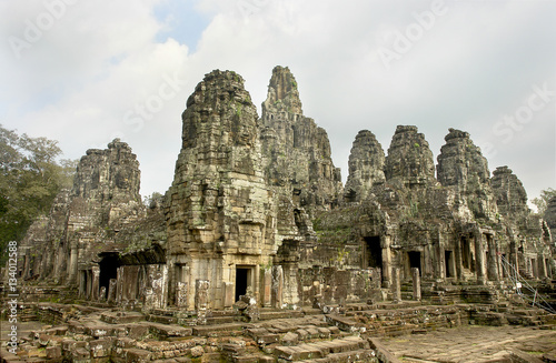 The Bayon -  richly decorated Khmer temple at Angkor in Cambodia.
