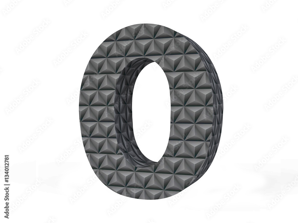 Metallic Letter O with Diamond-cut Pattern Isolated in 3D Metallic Letter O with Diamond-cut Pattern Isolated in 3D