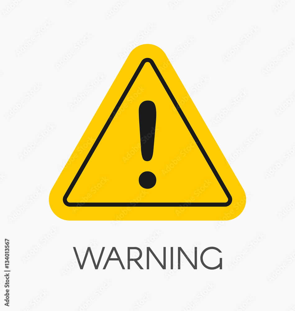 Warning icon / sign in flat style isolated. Caution symbol for your web site design.
