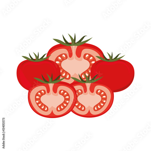 silhouette colorful set with tomatos vector illustration