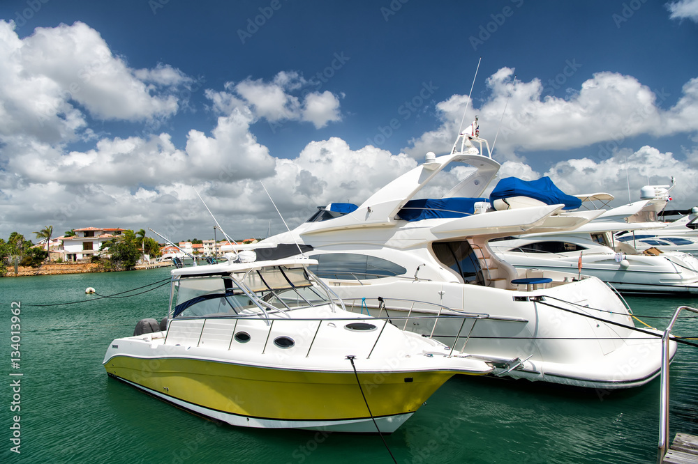 Yachts in bay with cloudy sky Yachts in bay with cloudy sky