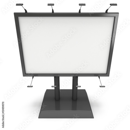 Billboard black for outdoor advertising poster. Trade show booth. 3d render isolated on white background