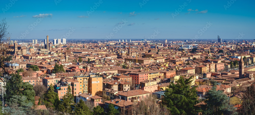 Bologna cityscape viewed from the hill at south of the city