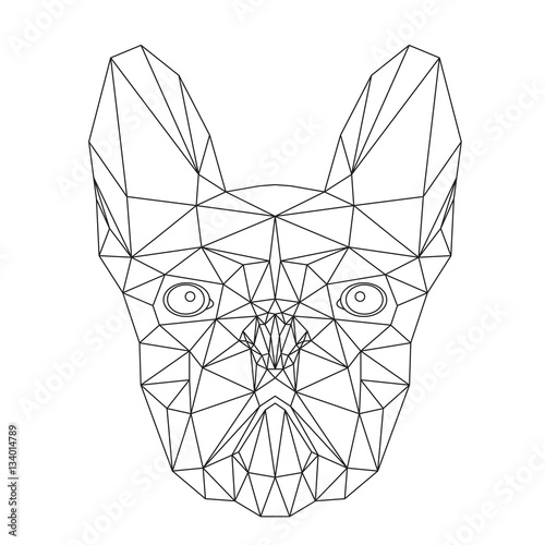 Bulldog francese, design geometrico lineare sullo sfondo bianco