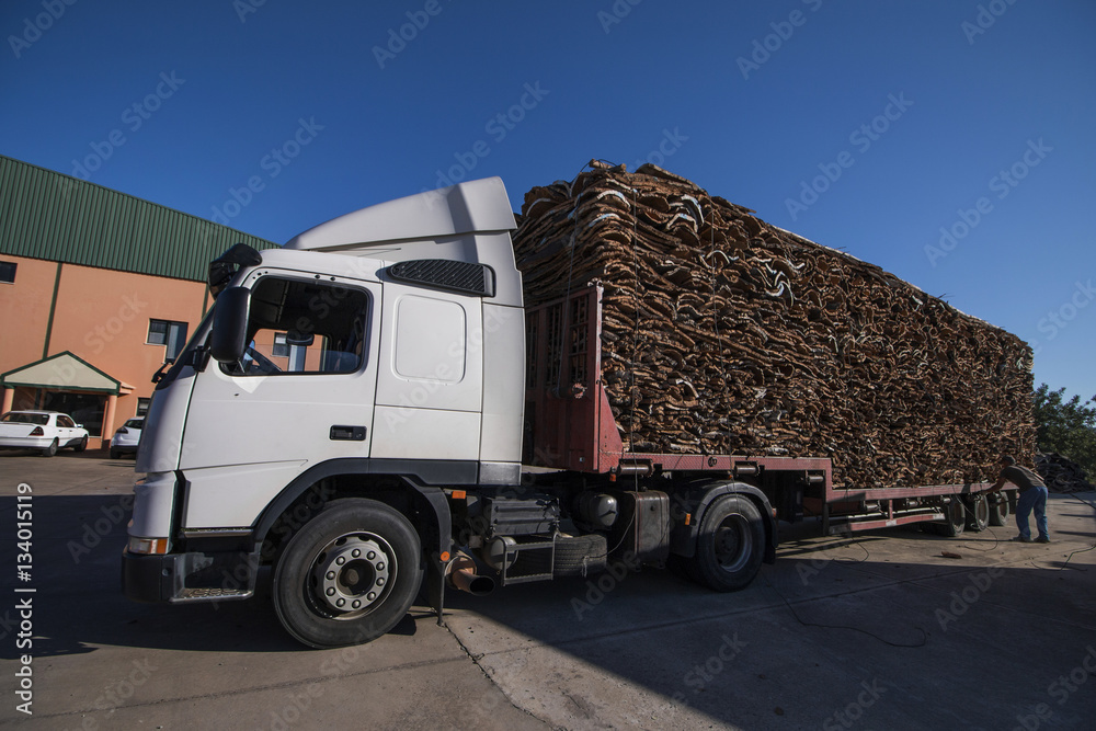 heavy truck transporting cork